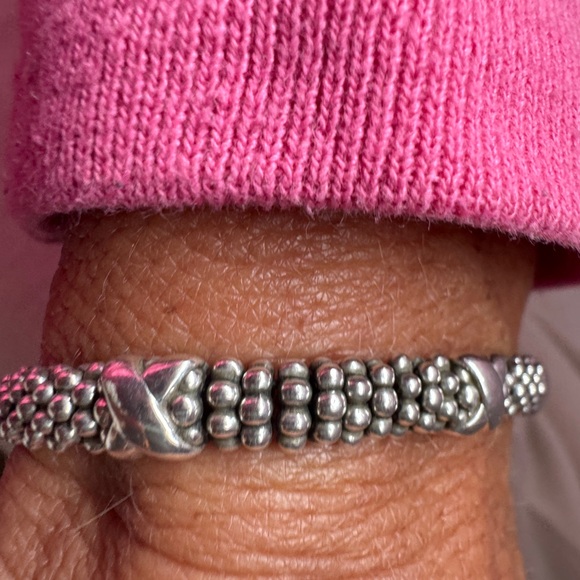 LAGOS Silver caviar Bracelet three x station - Picture 2 of 5